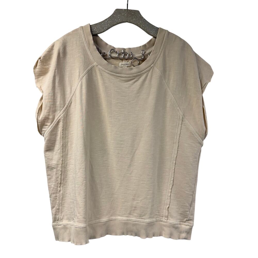 Pilcro Muscle Sweatshirt Exposed Seam XL Ivory Pullover Anthropologie